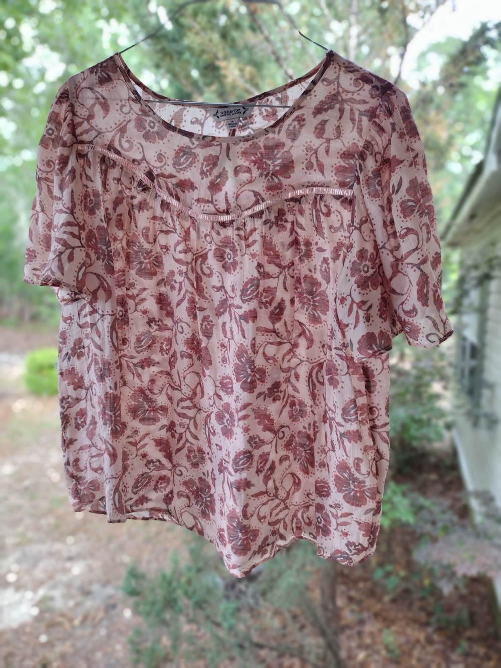 Nanette Lepore Pink Floral Short-Sleeve Blouse
